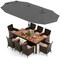 11-Piece Outdoor Dining Set with 15 Feet Umbrella, Cushions, and Acacia Wood